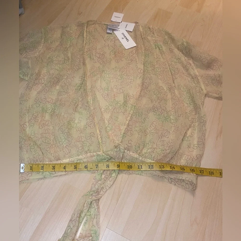 NWT Chanel Sheer Tie-Front Top - Yellow